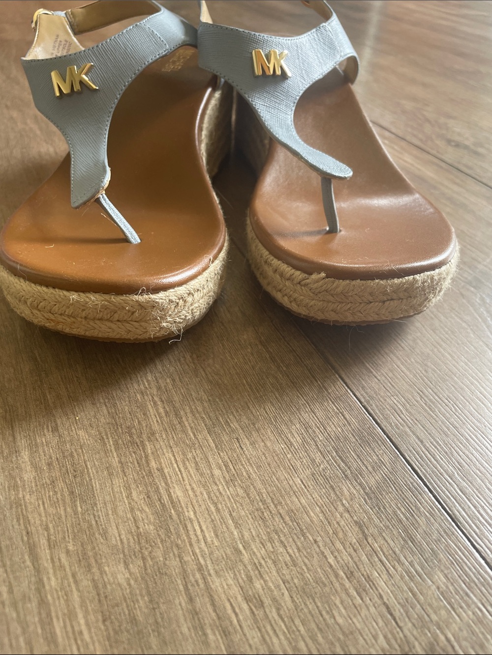 Michael Kors Light Blue MK Logo Espadrille Wedge Sandals - Picture 7 of 8